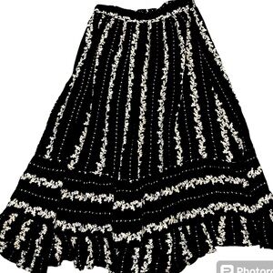 Free People Long Skirt Large Black & Cream Bohemian Boho Gypsy